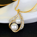 Rhinestone White Pearls Necklace Earrings Ring Gift Jewelry Set for Wedding Bridal