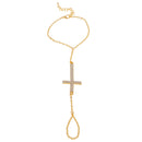 Fashion Cross Bracelet Bangle Chain Finger Ring Hand Crystal Chain Link Jewellery