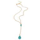 Women Teardrop Turquoise Pendant Long Chain Necklace Vinatge Jewelry Gift