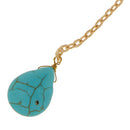 Women Teardrop Turquoise Pendant Long Chain Necklace Vinatge Jewelry Gift