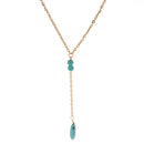 Women Teardrop Turquoise Pendant Long Chain Necklace Vinatge Jewelry Gift
