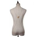 Vintage Butterfly Faux Pearl Tassels Back Necklace Body Chain Back Chain for Women