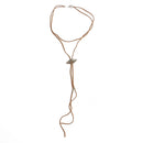 Vintage Long Sweater Chain Geometry Pendant Flocking Necklace for Women Brown