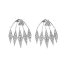 Elegant Crystal Triangle Exaggerated Hanging Stud Earrings for Women Party Gifts Silver