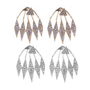 Elegant Crystal Triangle Exaggerated Hanging Stud Earrings for Women Party Gifts Silver