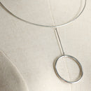 Vintahe Geometry Circle pendant Women Choker Collar Torgues Link Chain Necklece Silver