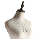 Vintahe Geometry Circle pendant Women Choker Collar Torgues Link Chain Necklece Silver