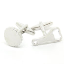 Mens Fashion Party Image Series Silver Bottle Cap Bottle Opener Shaped Cufflinks