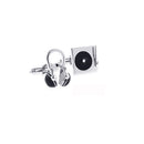Mens Fashion Suit Jewelry Cuff Links Silver Black CD Earphone Shaped Cufflinks