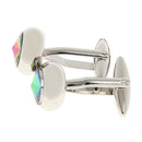 Fashion Round Rainbow Colorful Crystal Cufflinks Wedding Men Decoration