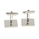 Blank Square Oblong Pattern Gentlemen Cuff Links Silver Tone Elegant Decor