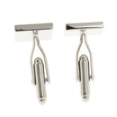 Blank Square Oblong Pattern Gentlemen Cuff Links Silver Tone Elegant Decor