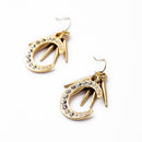 Pair of Gold Alloy with Rhinestone Moon Drop Earrings for Women Girls