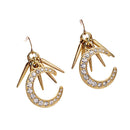 Pair of Gold Alloy with Rhinestone Moon Drop Earrings for Women Girls