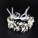 Gypsophila Ivory Spray Pearl Crown Garland Hair Head Band Bride Girl Prom
