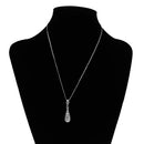 Elegant Water Drop Pendants Crystal Long Chain Pendants for Women Lady Antique Silver