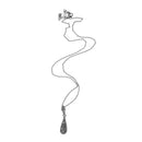 Elegant Water Drop Pendants Crystal Long Chain Pendants for Women Lady Antique Silver