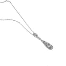 Elegant Water Drop Pendants Crystal Long Chain Pendants for Women Lady Antique Silver