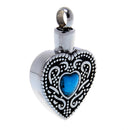Cremation Jewelry Artifical Blue Turquoise Heart Memorial Ash Holder Keepsake Urn Necklace Pendant