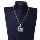 Novelty Carved Flower Crescent Moon Pendant Necklace Women Cabochon Jewelry