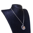 Novelty Carved Flower Crescent Moon Pendant Necklace Women Cabochon Jewelry