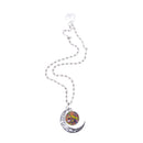 Novelty Carved Flower Crescent Moon Pendant Necklace Women Cabochon Jewelry