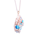 Women Jewelry Wheat Shaped Blue Crystal Pendant Long Necklace Sweater Chain