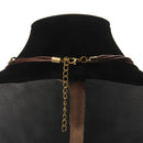 Vintage Leave Tassel Leave Pendant Necklace Artificial Leather Chain Jewelry