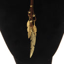 Vintage Leave Tassel Leave Pendant Necklace Artificial Leather Chain Jewelry