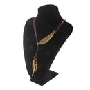 Vintage Leave Tassel Leave Pendant Necklace Artificial Leather Chain Jewelry