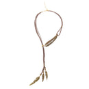 Vintage Leave Tassel Leave Pendant Necklace Artificial Leather Chain Jewelry