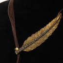 Vintage Leave Tassel Leave Pendant Necklace Artificial Leather Chain Jewelry