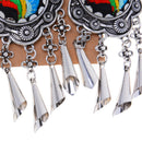 Women Fashion Stud Earings Retro Multicolor Embroidery Tassels Dangle Earrings