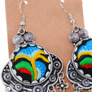 Women Fashion Stud Earings Retro Multicolor Embroidery Tassels Dangle Earrings