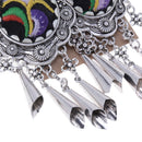 Lady Fashion Stud Earings Retro Multicolor Embroidery Tassels Dangle Earrings Purple