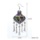 Lady Fashion Stud Earings Retro Multicolor Embroidery Tassels Dangle Earrings Purple
