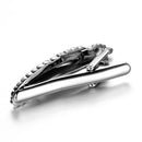 Novelty Metal Feather Design Silver Tone Necktie Tie Bar Clasp Clip Pin
