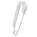 Silver Plated Crystal Rhinestone Safety Pin Brooch Clip Ladies Girls Scarf Coat Gown Accessory