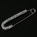 Silver Plated Crystal Rhinestone Safety Pin Brooch Clip Ladies Girls Scarf Coat Gown Accessory
