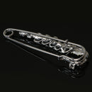 Crystal Peacock Charm Safety Pin Brooch Clip Ladies Scarf Coat Gown Pin Silver