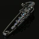 Crystal Peacock Charm Safety Pin Brooch Clip Ladies Scarf Coat Gown Pin Silver
