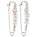 Crystal Peacock Charm Safety Pin Brooch Clip Ladies Scarf Coat Gown Pin Silver