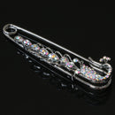 Crystal Peacock Charm Safety Pin Brooch Clip Ladies Scarf Coat Gown Pin Silver
