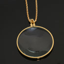 Magnifying Glass 6x Magnifier Pendant Loupe w Golden Chain Monocle Necklace Jewelry