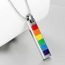 Rectangle LGBT Gay Pride Rainbow Pendant Necklace Transgender Transexual Jewelry