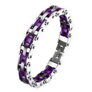 Men Jewelry Stainless Steel Bicycle Purple Hand Chain Charm Bangle Bracelet