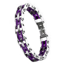 Men Jewelry Stainless Steel Bicycle Purple Hand Chain Charm Bangle Bracelet