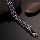 Men Jewelry Stainless Steel Bicycle Purple Hand Chain Charm Bangle Bracelet