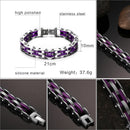 Men Jewelry Stainless Steel Bicycle Purple Hand Chain Charm Bangle Bracelet