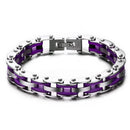 Men Jewelry Stainless Steel Bicycle Purple Hand Chain Charm Bangle Bracelet